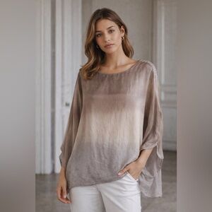 Prontomoda Giusy Silk Dolman Sleeve Blouse Made in Italy Size M